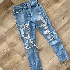 Levi’s 501 skinny distressed jeans